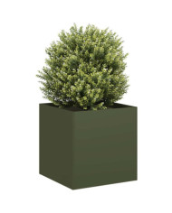 Jardinière vert olive 40x40x40 cm acier laminé à froid | Mobilier & Déco