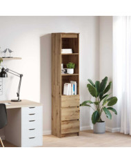 Buffet haut chêne artisanal 37,5x35x180 cm bois d'ingénierie | Mobilier & Déco