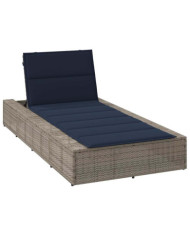 Transat avec coussin flottant gris résine tressée | Mobilier & Déco
