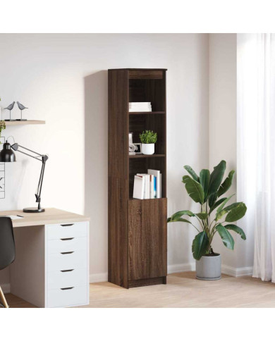 Buffet haut chêne marron 37,5x35x180 cm bois d'ingénierie | Mobilier & Déco
