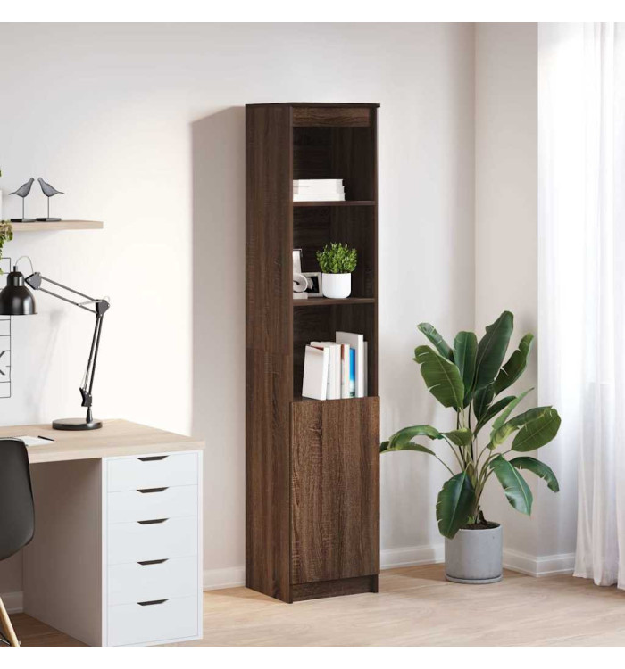 Buffet haut chêne marron 37,5x35x180 cm bois d'ingénierie | Mobilier & Déco