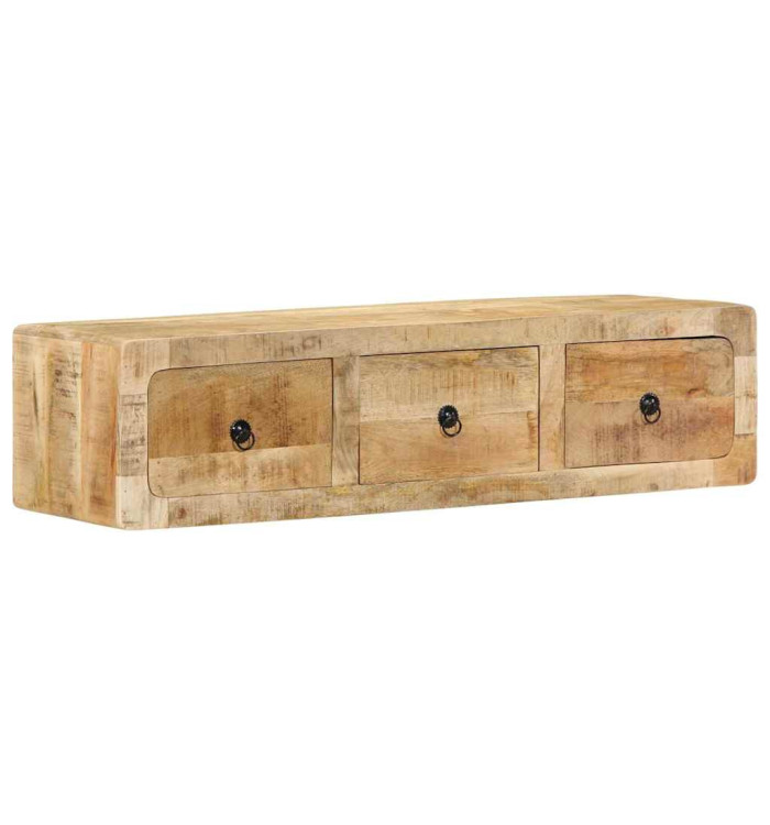Meuble TV mural 100x32x25 cm bois massif manguier brut | Mobilier & Déco