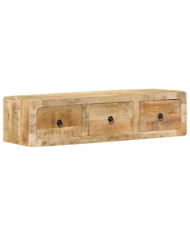 Meuble TV mural 100x32x25 cm bois massif manguier brut | Mobilier & Déco