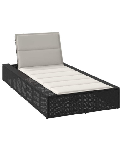 Transat avec coussin flottant noir résine tressée | Mobilier & Déco