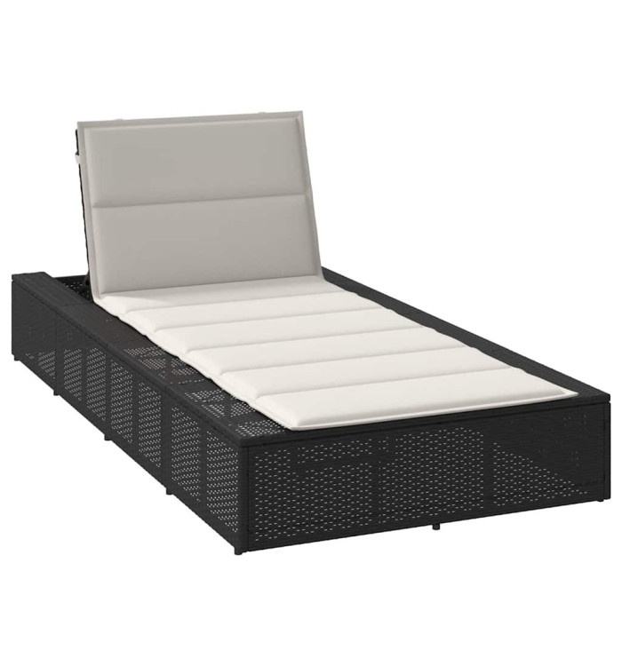 Transat avec coussin flottant noir résine tressée | Mobilier & Déco