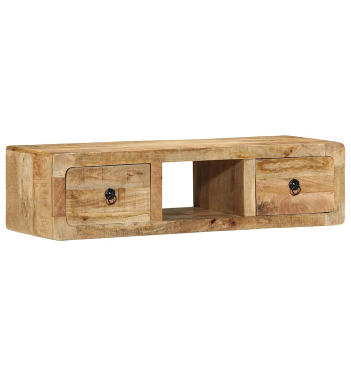 Meuble TV mural 100x32x25 cm bois massif manguier brut | Mobilier & Déco