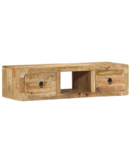 Meuble TV mural 100x32x25 cm bois massif manguier brut | Mobilier & Déco