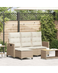 Canapé de jardin inclinable coussins forme de L beige polyrotin | Mobilier & Déco