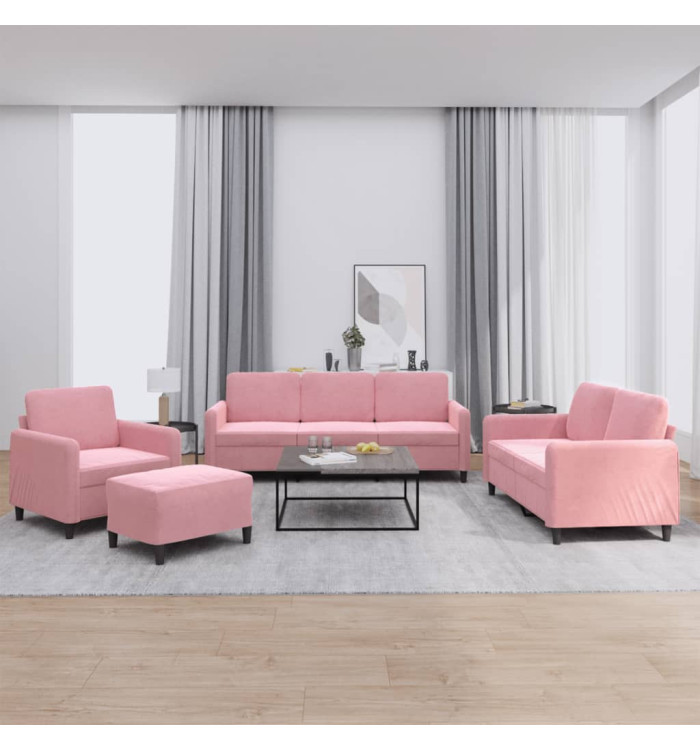 Ensemble de canapés 4 pcs rose velours | Mobilier & Déco
