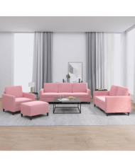 Ensemble de canapés 4 pcs rose velours | Mobilier & Déco
