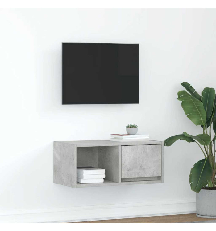 Meuble TV gris béton 60x31x25,5 cm bois d'ingénierie | Mobilier & Déco