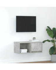 Meuble TV gris béton 60x31x25,5 cm bois d'ingénierie | Mobilier & Déco