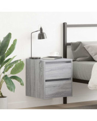 Table de chevet murale sonoma gris 38x34x40 cm | Mobilier & Déco
