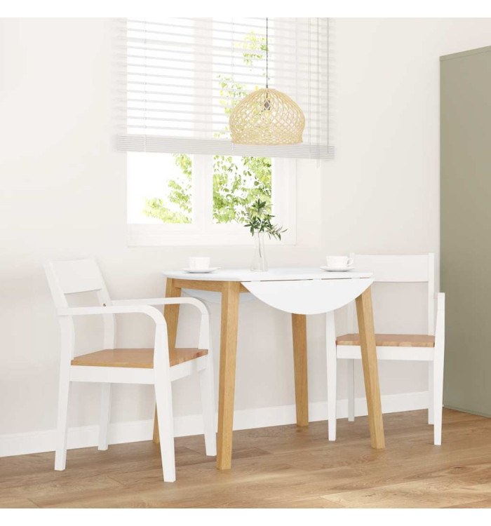 Chaises à manger 2 pcs blanc bois massif caoutchouc | Mobilier & Déco