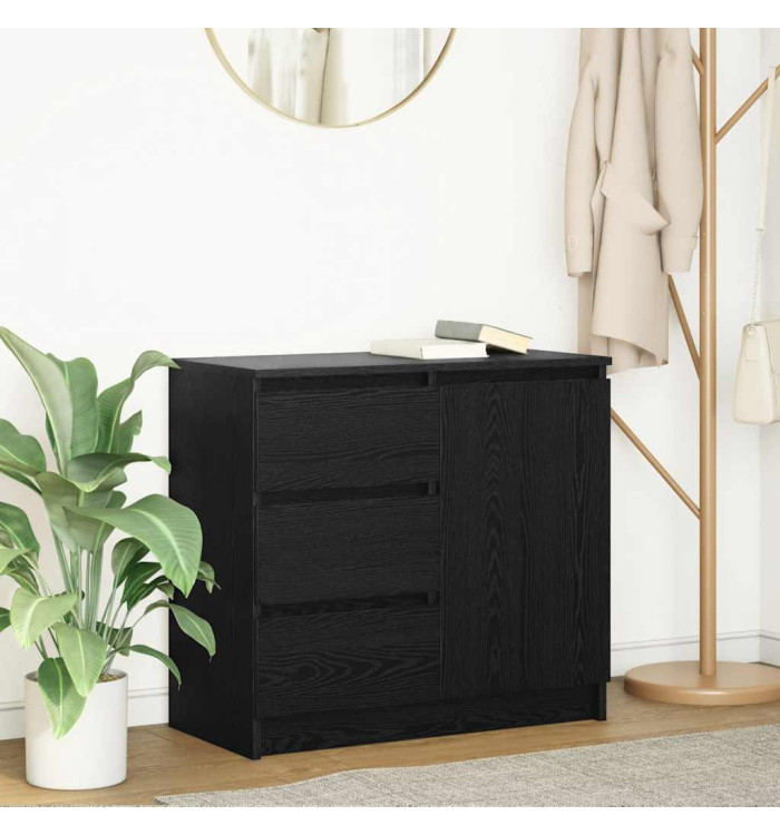 Buffet avec tiroir chêne noir 71x35x65 cm bois d'ingénierie | Mobilier & Déco