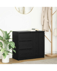 Buffet avec tiroir chêne noir 71x35x65 cm bois d'ingénierie | Mobilier & Déco
