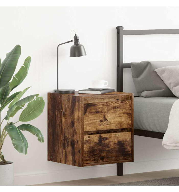 Table de chevet murale chêne fumé 38x34x40 cm | Mobilier & Déco