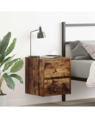 Table de chevet murale chêne fumé 38x34x40 cm | Mobilier & Déco