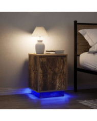 Tables de chevet avec lumières LED 2 pcs chêne fumé 38x34x50 cm | Mobilier & Déco