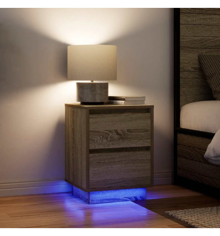 Tables de chevet avec lumières LED 2pcs chêne sonoma 38x34x50cm | Mobilier & Déco