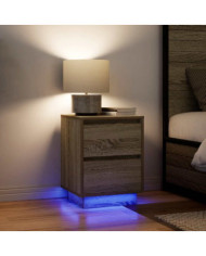 Tables de chevet avec lumières LED 2pcs chêne sonoma 38x34x50cm | Mobilier & Déco