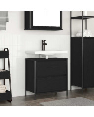 Meuble de salle de bain lavabo tiroirs chêne noir 60x34,5x60 cm | Mobilier & Déco