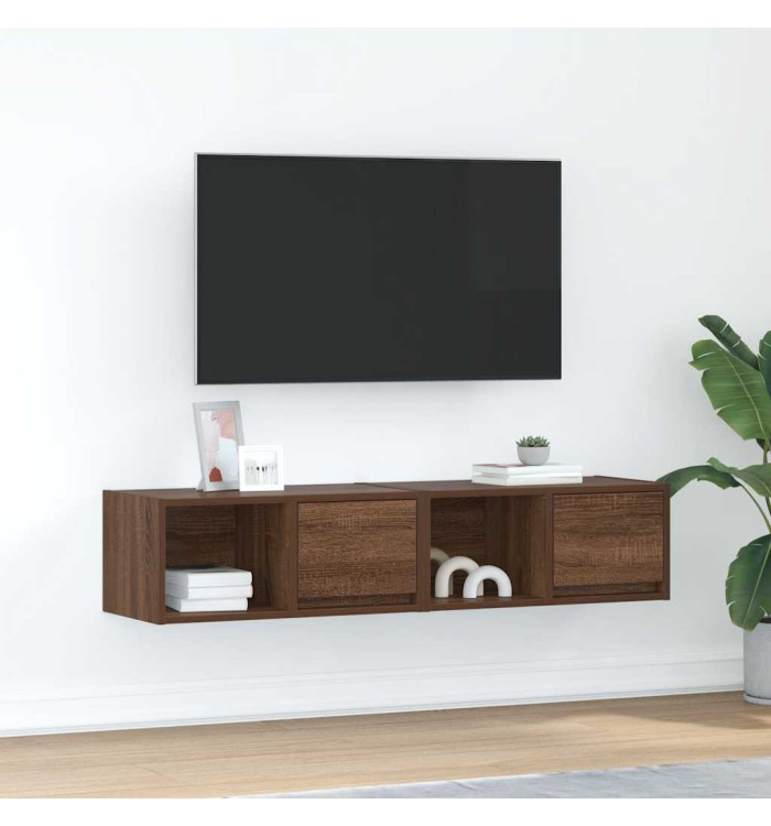 Meuble TV 2 pcs chêne marron 60x31x25,5 cm bois d'ingénierie | Mobilier & Déco