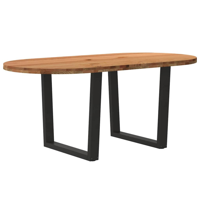 Table à manger marron clair bois de chêne massif ovale | Mobilier & Déco