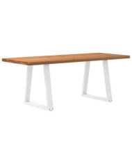 Table à manger marron clair bois de chêne massif rectangulaire | Mobilier & Déco