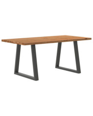 Table à manger marron clair bois de chêne massif rectangulaire | Mobilier & Déco
