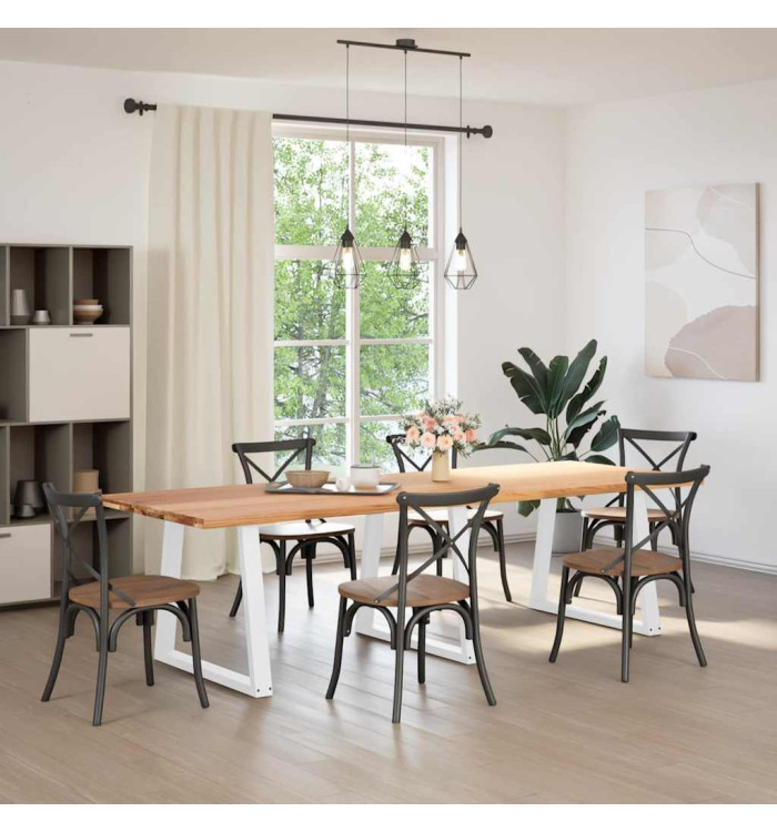Table à manger marron clair bois de chêne massif rectangulaire | Mobilier & Déco