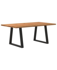 Table à manger marron clair bois de chêne massif rectangulaire | Mobilier & Déco