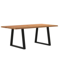 Table à manger avec bord naturel 200x100x74cm bois massif chêne | Mobilier & Déco