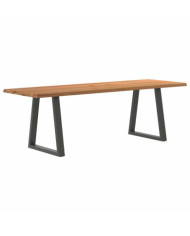 Table à manger avec bord naturel 240x80x74 cm bois massif chêne | Mobilier & Déco
