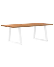 Table à manger marron clair bois de chêne massif rectangulaire | Mobilier & Déco
