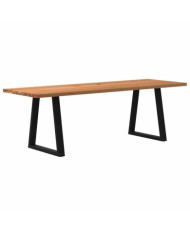 Table à manger marron clair bois de chêne massif rectangulaire | Mobilier & Déco