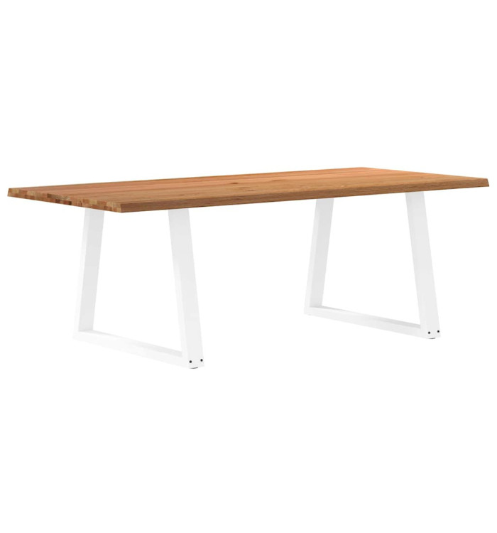 Table à manger avec bord naturel 220x100x74cm bois massif chêne | Mobilier & Déco
