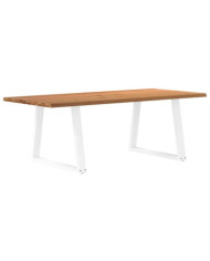 Table à manger avec bord naturel 220x100x74cm bois massif chêne | Mobilier & Déco