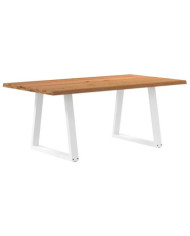 Table à manger avec bord naturel 180x100x74cm bois massif chêne | Mobilier & Déco
