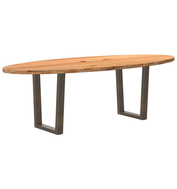 Table à manger marron clair bois de chêne massif ovale | Mobilier & Déco