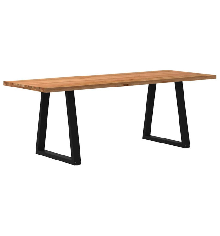 Table à manger marron clair bois de chêne massif rectangulaire | Mobilier & Déco