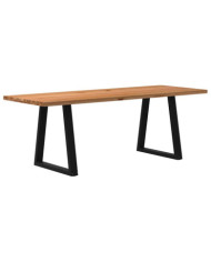 Table à manger marron clair bois de chêne massif rectangulaire | Mobilier & Déco