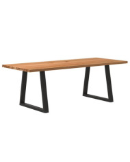 Table à manger marron clair bois de chêne massif rectangulaire | Mobilier & Déco