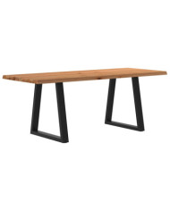 Table à manger avec bord naturel 200x80x74 cm bois massif chêne | Mobilier & Déco