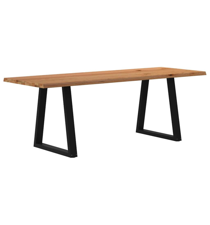 Table à manger avec bord naturel 220x80x74 cm bois massif chêne | Mobilier & Déco