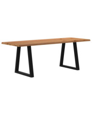 Table à manger avec bord naturel 220x80x74 cm bois massif chêne | Mobilier & Déco
