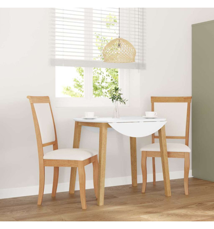 Chaises à manger coussins 2 pcs naturel bois massif caoutchouc | Mobilier & Déco