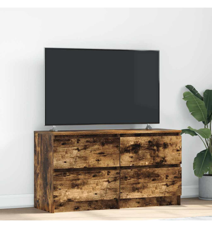 Meuble TV chêne fumé 100x35x54 cm bois d'ingénierie | Mobilier & Déco