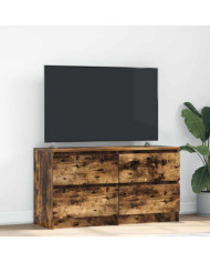 Meuble TV chêne fumé 100x35x54 cm bois d'ingénierie | Mobilier & Déco