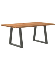 Table à manger marron clair bois de chêne massif rectangulaire | Mobilier & Déco